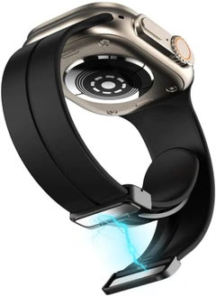 Generic Silicone Magnetic Band for Apple Smartwatch Ultra/series 9/ series 8/ Series 7/Series 6/Series 5 Size 49/45/44/42mm, Black 