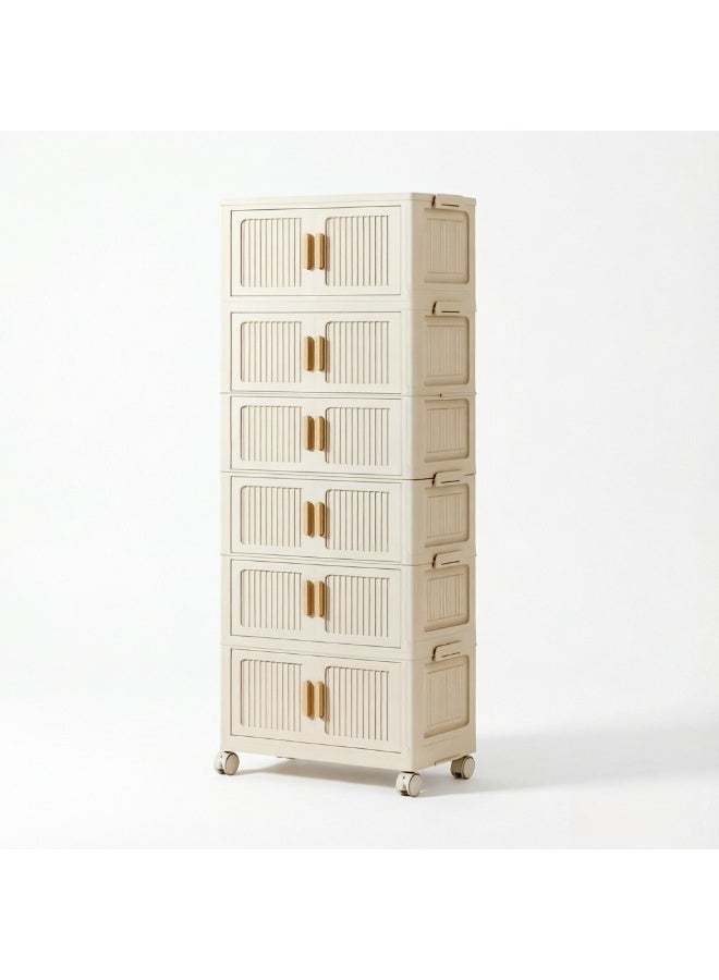 Storage Bins Collapsible Organizer 6 Tier Boxes with Lids Pulleys Plastic Stackable Organizer Bins with Wheels Foldable Storage Containers for Home, Office and Closet - Image 3