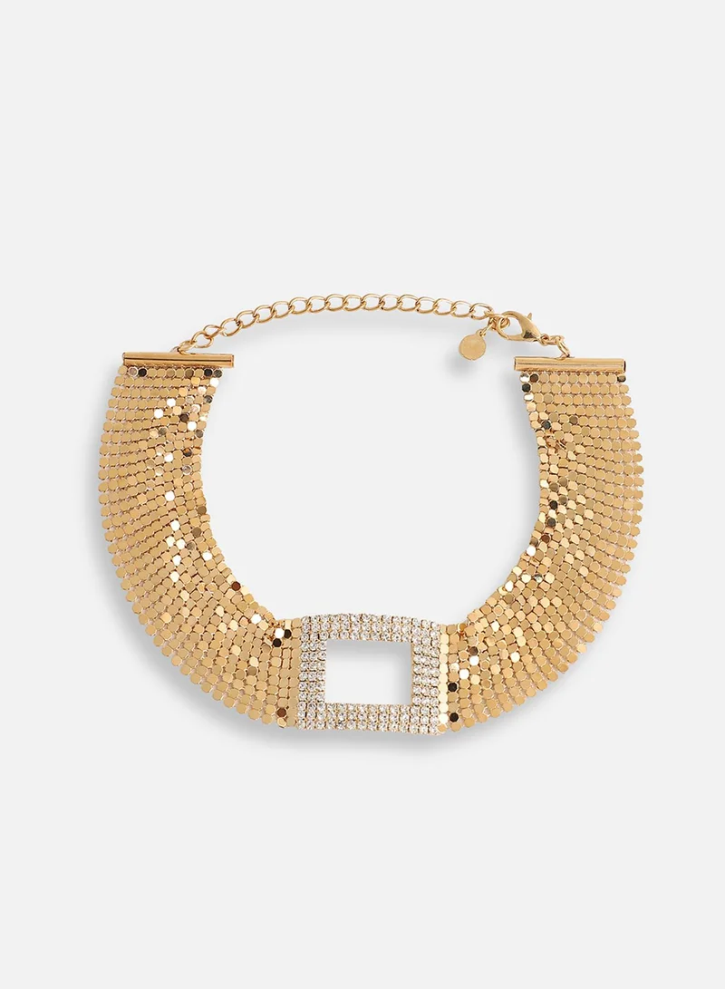 سوهي قلادة مطلية بالذهب مصممة للحفلات من الحجر