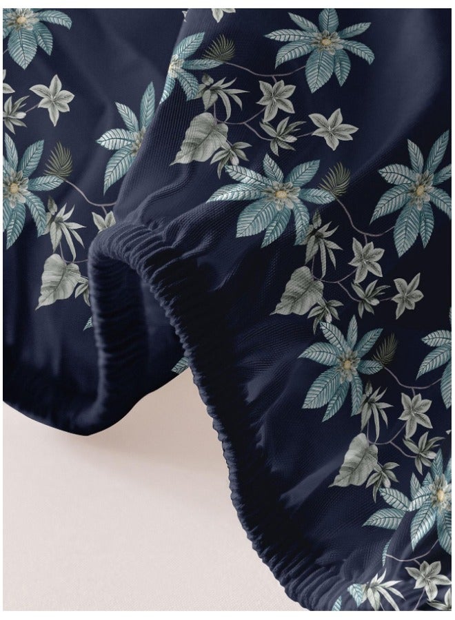 Single Fitted Bed Sheet Blue 90 x 200 cm Without Pillow Cover  - Image 3