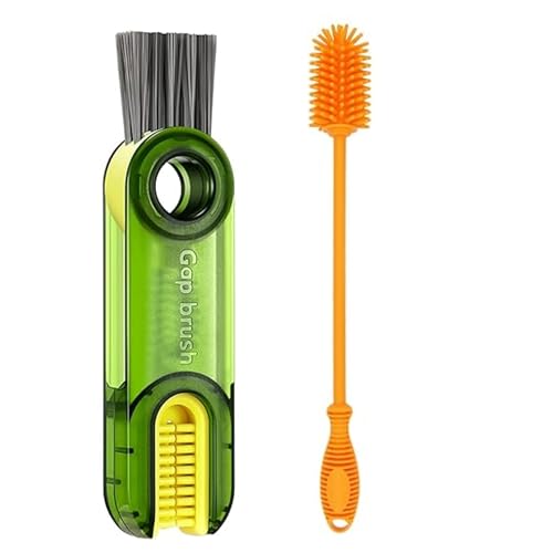 Sarthu Bottle Cleaning Brush Silicone Long Handle, Cup Lid Cleaner Brush.Multifunctional Brushes for Water Bottles, Straws, Windows, Grooves, Keyboards Efficient Cleaning Tools (Multicolor Pack of 2) - Image 1