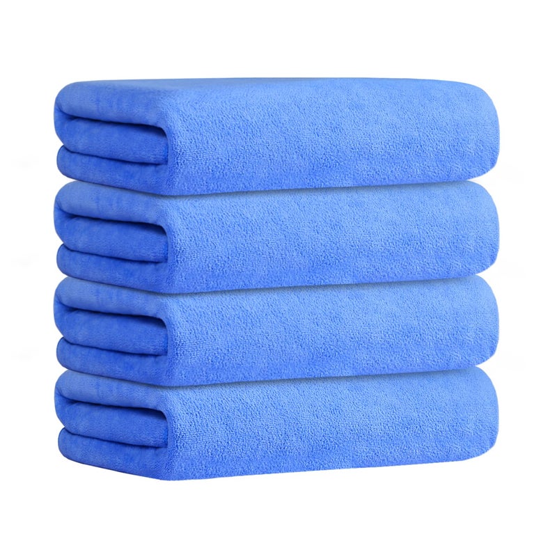 جي ام ال مناشف حمام الألياف الدقيقة JML حمام الألياف الدقيقة مجموعة 4 حزمة (30 "" × 60 "") - حجم كبير امتصاص سريع للتجفيف متعدد الأغراض كمناشف للياقة الاستحمام الرياضية مناشف اليوغا الزرقاء - Image 1