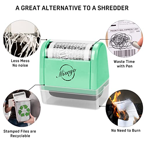 Miseyo Wide Roller Stamp Identity Theft Stamp 1.5 Inch Perfect for Privacy Protection - Mint Green - Image 5