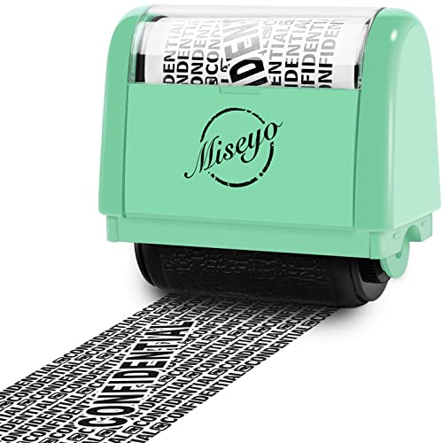 Miseyo Wide Roller Stamp Identity Theft Stamp 1.5 Inch Perfect for Privacy Protection - Mint Green - Image 1