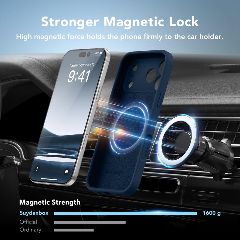 SuydanBox Magnetic for iPhone 17 Pro Max Case, Compatible with MagSafe, [Full Camera Protection][Screen Protector] Silicone Shockproof Protective Phone Case for iPhone 17 Pro Max 6.9", Cobalt Blue - Image 3