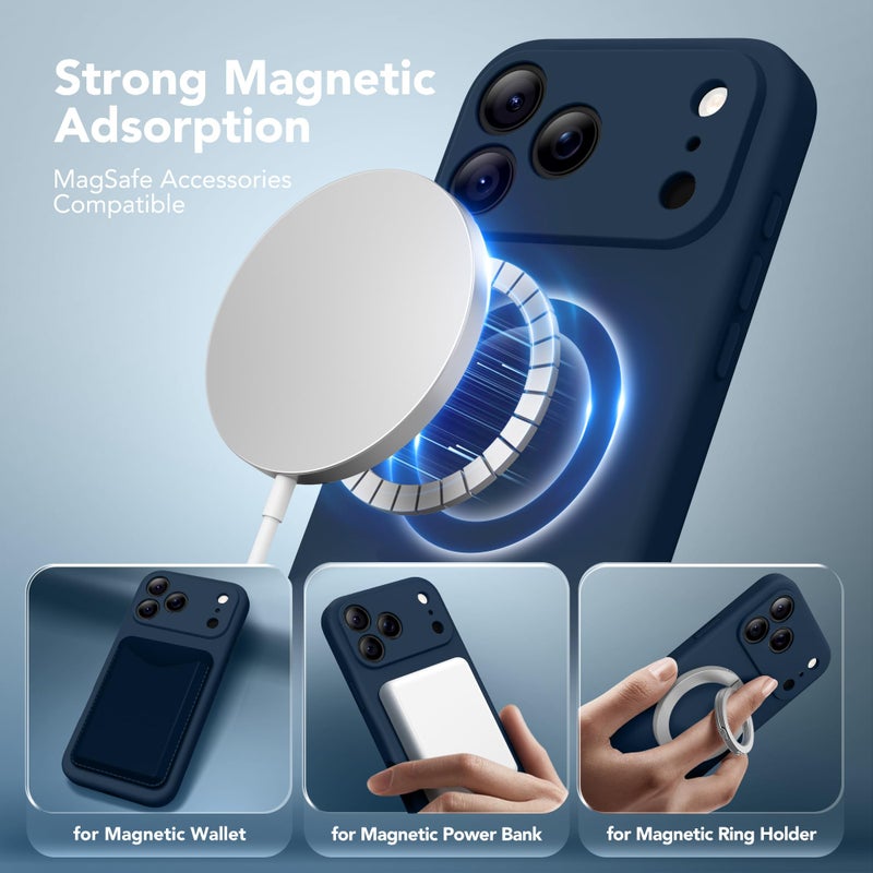 SuydanBox Magnetic for iPhone 17 Pro Max Case, Compatible with MagSafe, [Full Camera Protection][Screen Protector] Silicone Shockproof Protective Phone Case for iPhone 17 Pro Max 6.9", Cobalt Blue - Image 2
