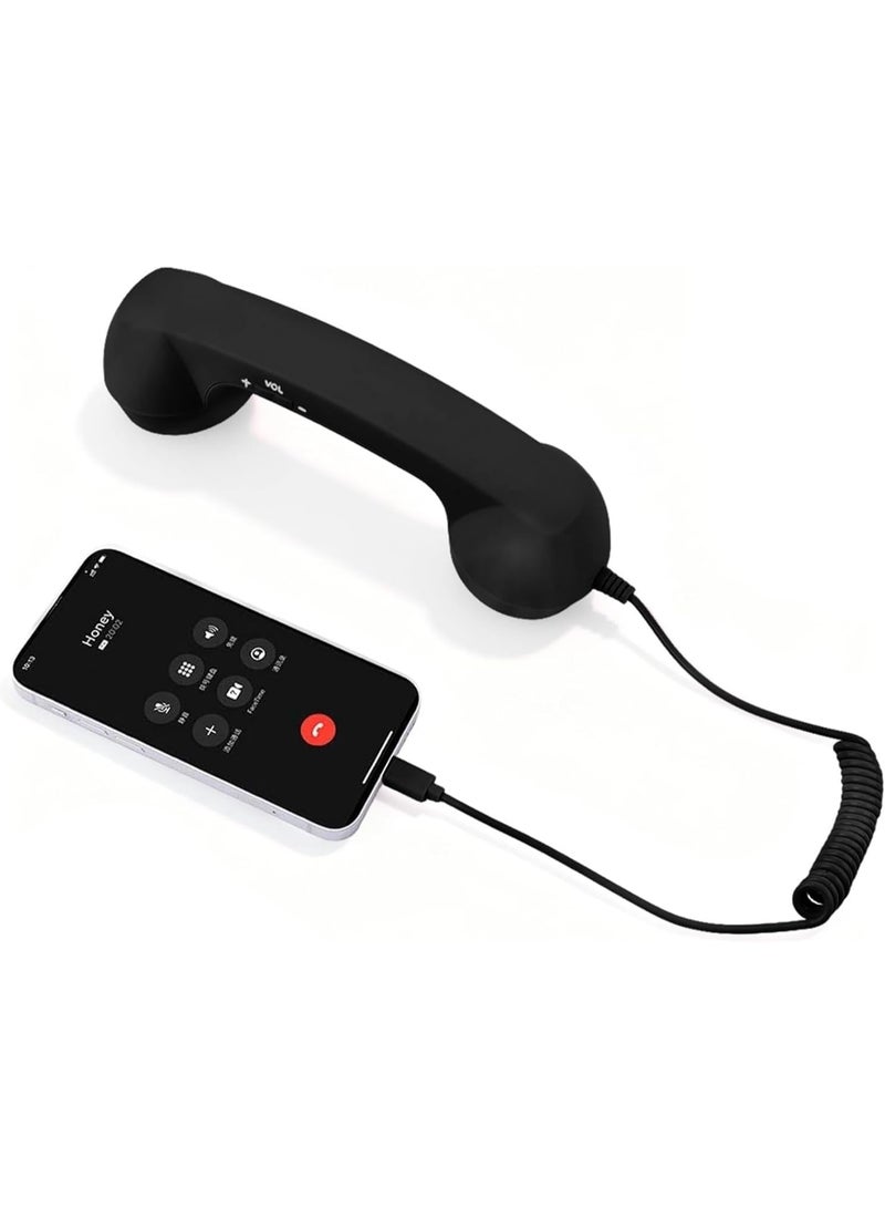 Retro Wired Handset with Type-C Audio Jack, 1m Cable