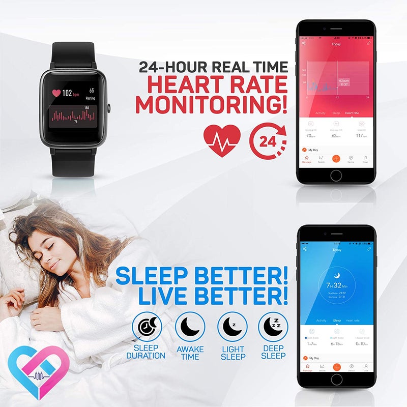 Move VeryFitPro Smart Watch IP68 Waterproof Fitness Tracker Heart Rate Monitor Step Counter (ID205L Pink Gold) - Image 5