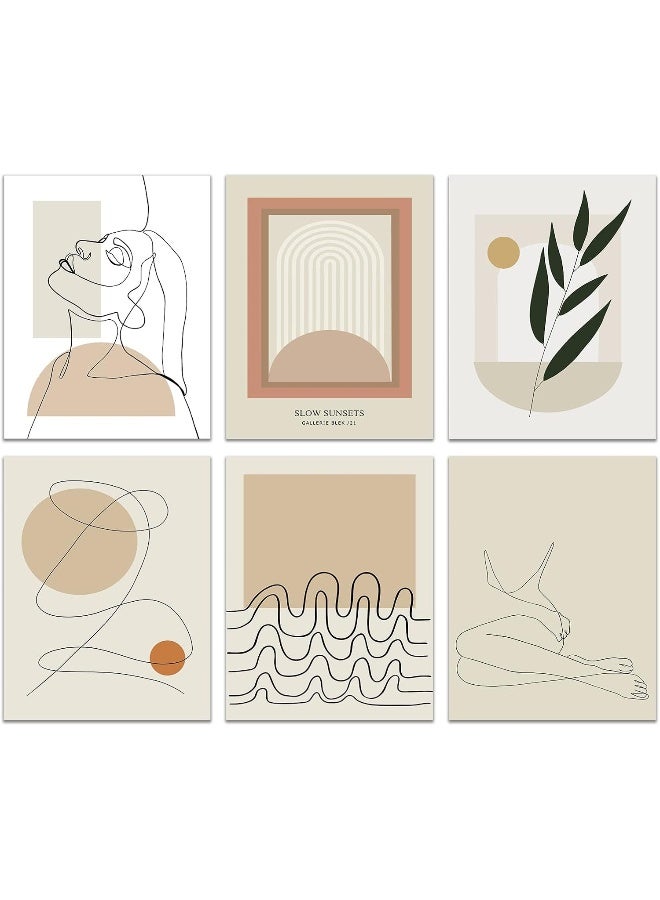 LIYAOLI Boho Botanical Wall Art Prints for Wall Decor 8X10 Inch Set of 6 Unframed Plant Line Art Wall Decor Mid Century Modern Wall Decor for Bedroom Aesthetic Maximalist Decor - Image 1