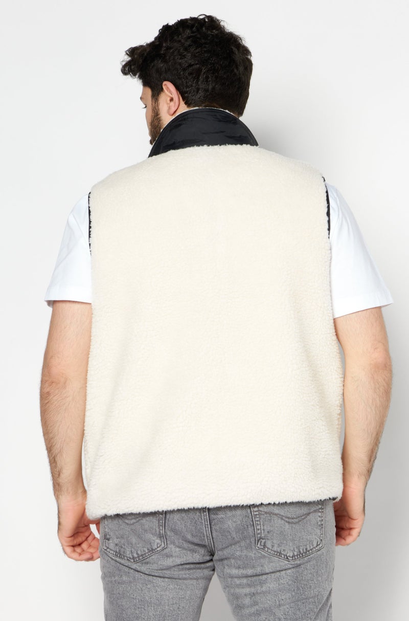 Michael Kors Men Sherpa Full Zip Vest, Bone - Image 3