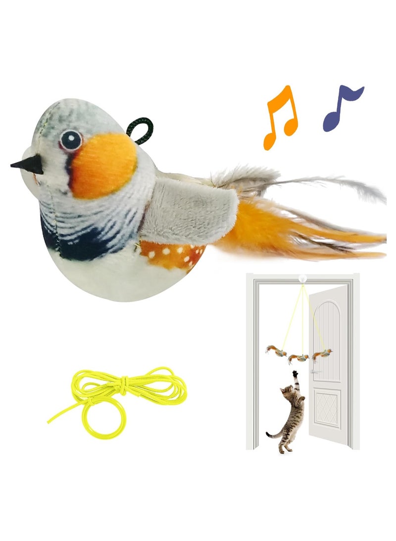 SOLARAE Interactive Cat Toy Cat Toys Hanging Bird Retractable Cat Teaser Toy Vivid Chirping Interactive Catnip Toys for Indoor Cats Kitten Play Chase Exercise - Image 1
