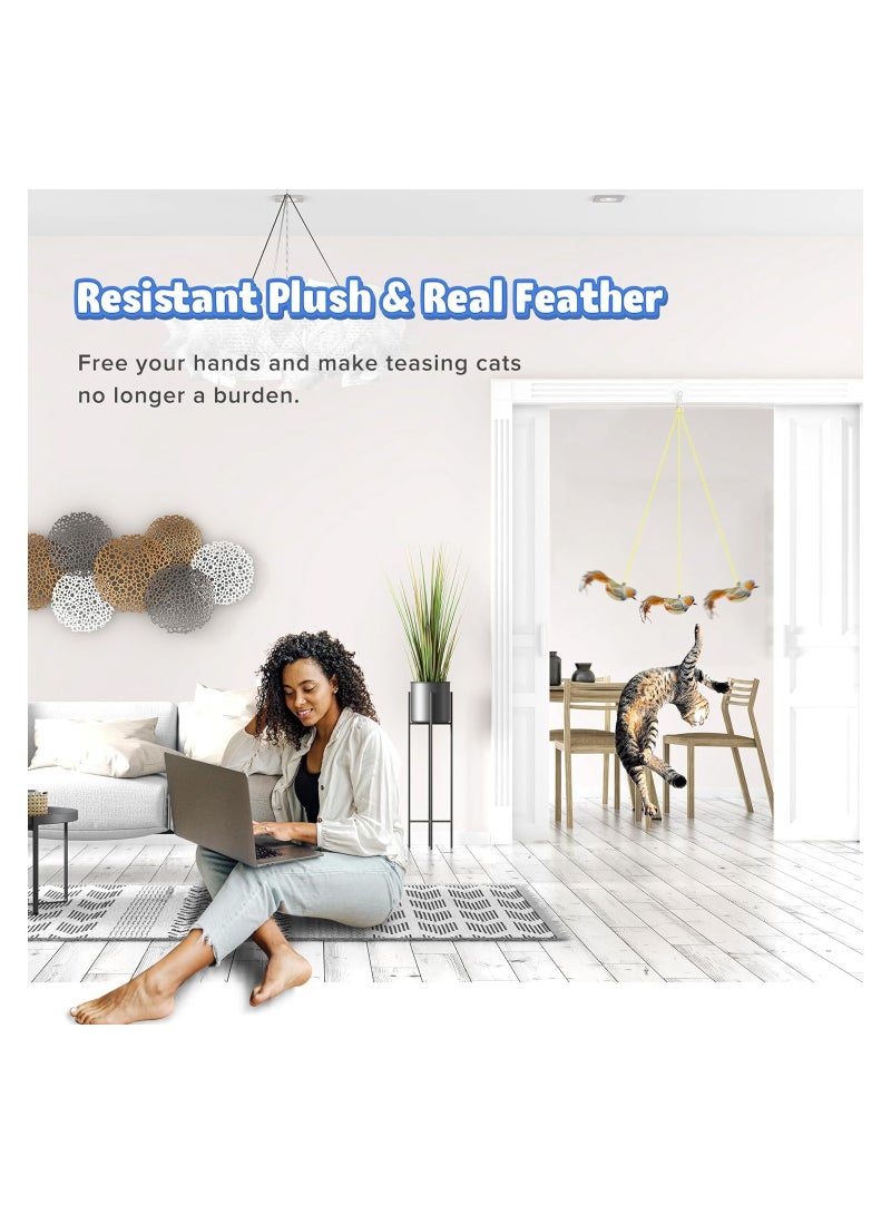 SOLARAE Interactive Cat Toy Cat Toys Hanging Bird Retractable Cat Teaser Toy Vivid Chirping Interactive Catnip Toys for Indoor Cats Kitten Play Chase Exercise - Image 3