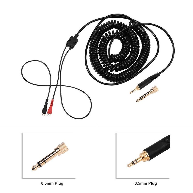 Zerone Coiled Headphone Cable with 3.5MM and 6.5MM Plug, Replacement Coiled Spring Stereo Audio Cable for HD25/560/540/480/430/250 Headphones - Image 5