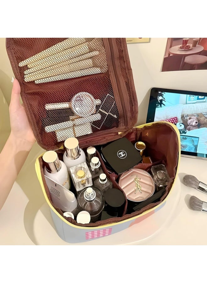 حقيبة مكياج نسائية على شكل منزل - حقيبة أنيقة لتنظيم مستحضرات التجميل، حقيبة سفر لأدوات التجميل، حقيبة تخزين محمولة ذات سعة كبيرة للاستخدام اليومي والسفر - Image 3