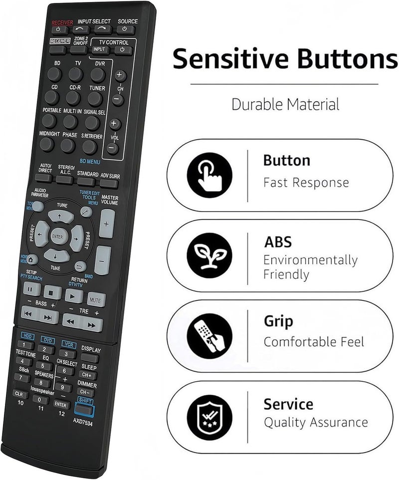 AXD7534 Replacement Remote Control Compatible for Pioneer VSX-519V-k Vsx-519v-s Audio Vidio Receiver - Image 3