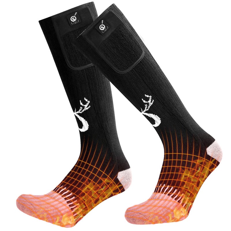 SNOW DEER Upgraded Rechargeable Electric Heated Socks 7.4V 2216Mah Battery Powered Cold Weather Heat Socks For Men Women Outdoor Riding Camping Hiking Motorcycle Skiing Warm Winter Socks - Image 1