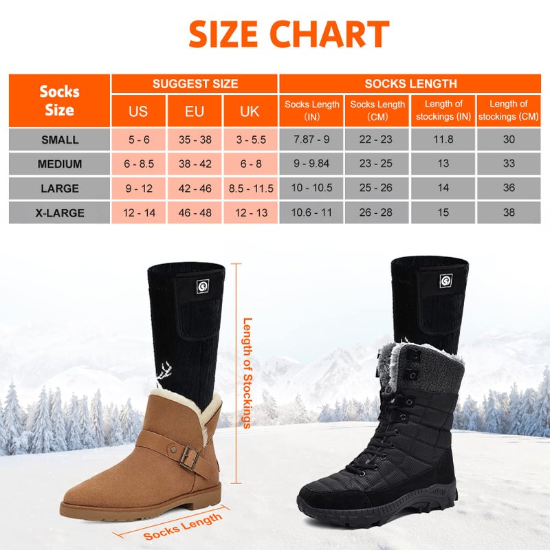SNOW DEER Upgraded Rechargeable Electric Heated Socks 7.4V 2216Mah Battery Powered Cold Weather Heat Socks For Men Women Outdoor Riding Camping Hiking Motorcycle Skiing Warm Winter Socks - Image 5