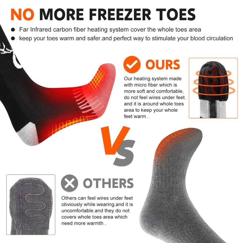 SNOW DEER Upgraded Rechargeable Electric Heated Socks 7.4V 2216Mah Battery Powered Cold Weather Heat Socks For Men Women Outdoor Riding Camping Hiking Motorcycle Skiing Warm Winter Socks - Image 4