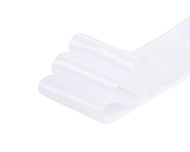 Ribbonitlux 3" Wide Double Face Satin Ribbon 5 Yards (029-White）, Set for Gift Wrapping, Party Decor, Sewing Applications, Wedding and Craft - Image 2