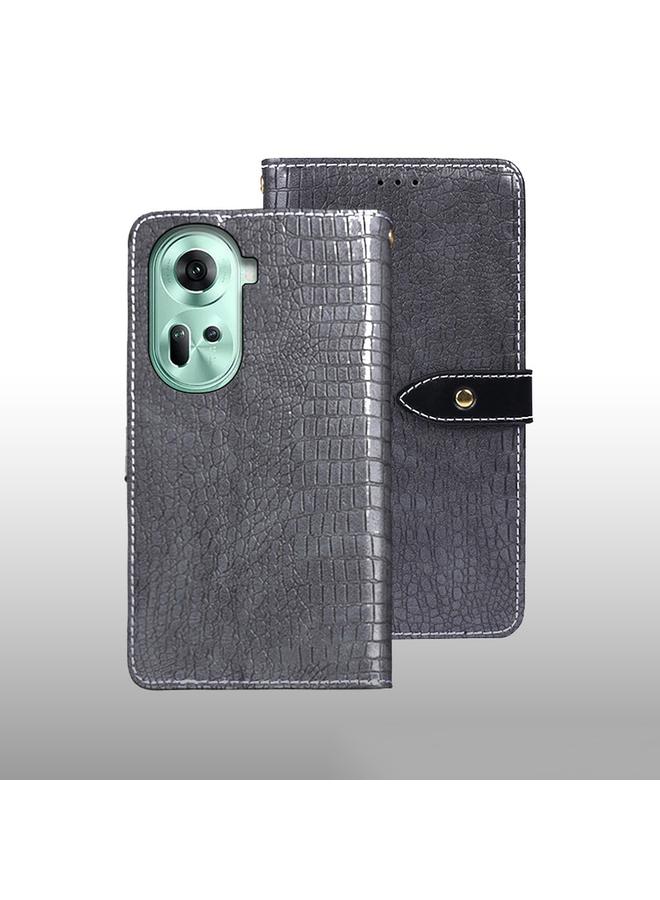 The Bros Case For OPPO Reno11 5G Global Crocodile Texture Leather Phone Case