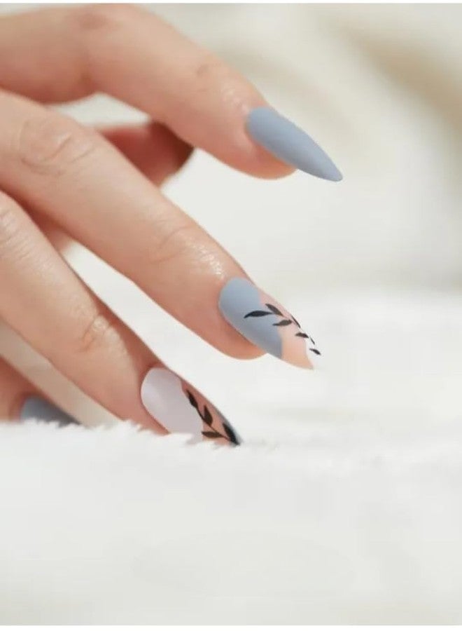 Indie Nails Press On Nails 24 Pcs Fake Nails with Long Lasting Korean Liquid Nail Glue & Nail File | Stick On Nails Art Kit for Women & Girls | Reusable False Nails Extension by Indie Nails (Moody Matte) - Image 5