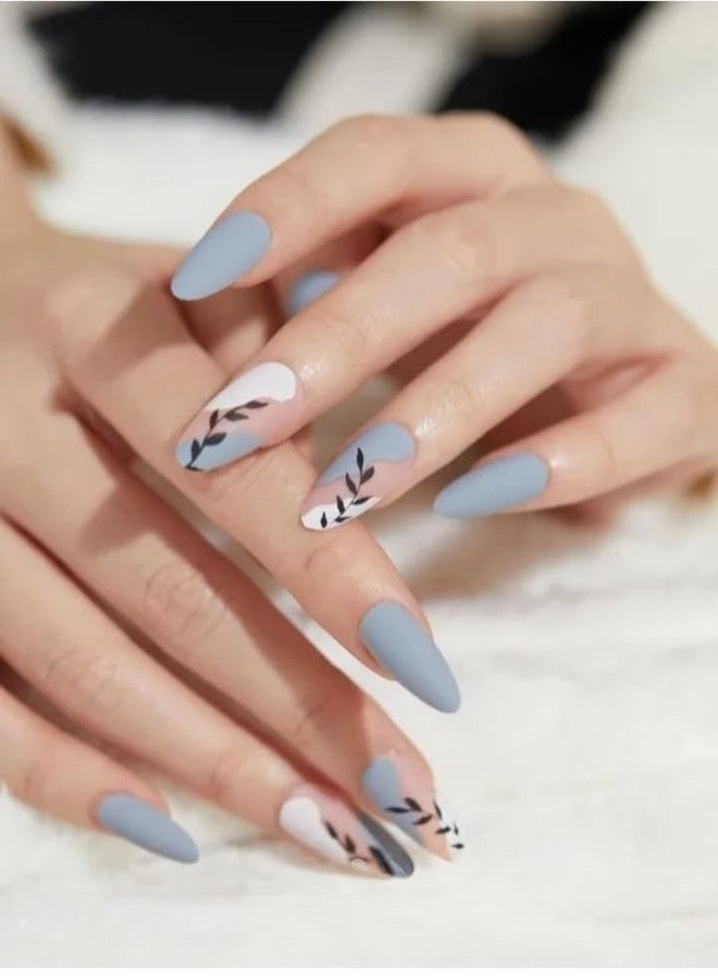 Indie Nails Press On Nails 24 Pcs Fake Nails with Long Lasting Korean Liquid Nail Glue & Nail File | Stick On Nails Art Kit for Women & Girls | Reusable False Nails Extension by Indie Nails (Moody Matte) - Image 1