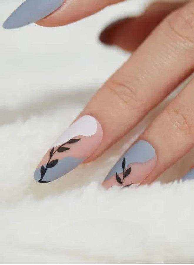 Indie Nails Press On Nails 24 Pcs Fake Nails with Long Lasting Korean Liquid Nail Glue & Nail File | Stick On Nails Art Kit for Women & Girls | Reusable False Nails Extension by Indie Nails (Moody Matte) - Image 4