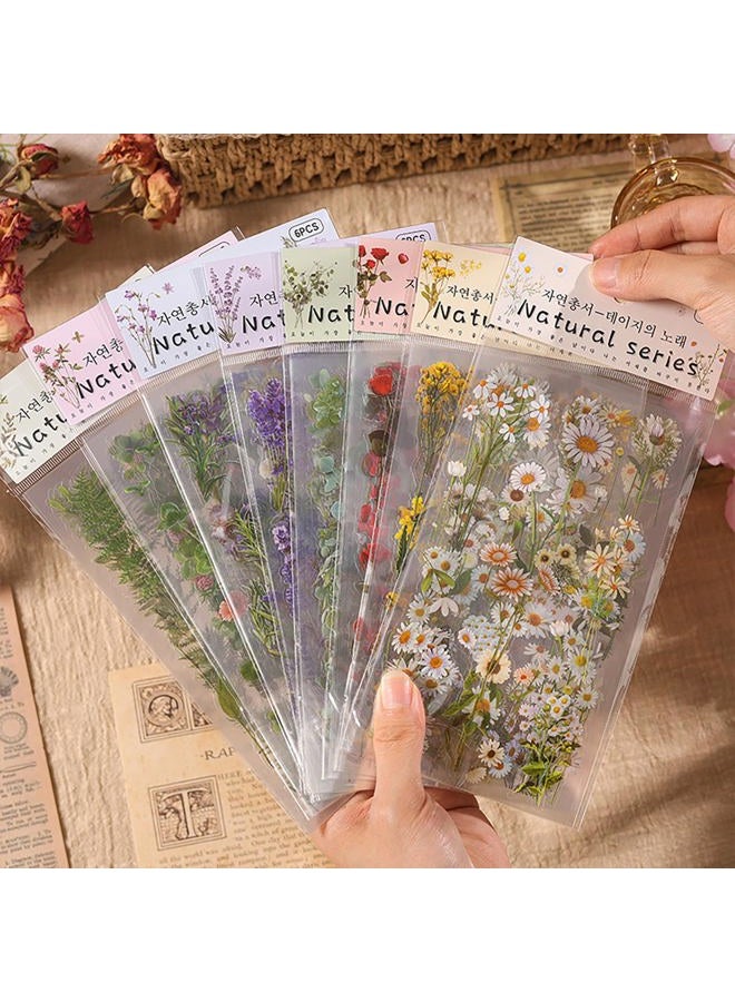 Maxleaf 48 Sheets Vintage Plants Flowers Stickers Pack for Scrapbooking Junk Journals Bullet Journals Plants Planners, Roses Daisy Eucalyptus Fern Stickers for Natural Crafts - Image 2