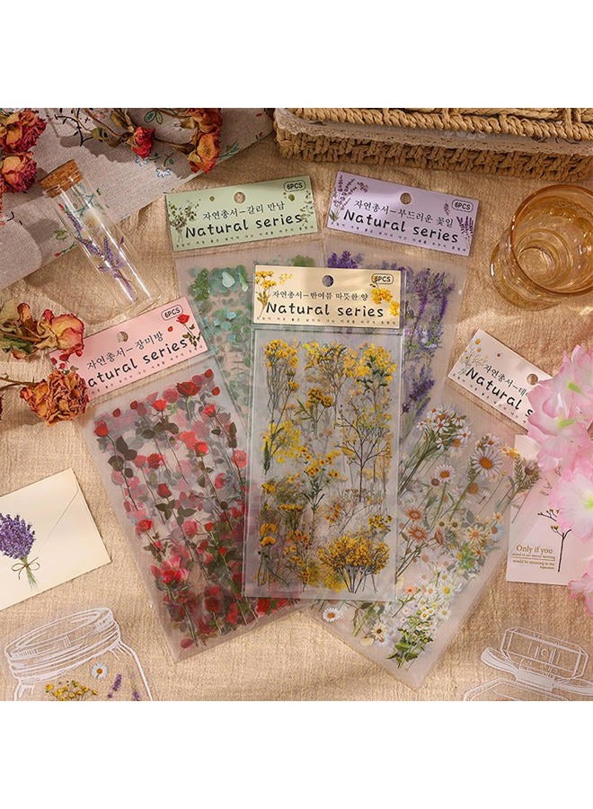 Maxleaf 48 Sheets Vintage Plants Flowers Stickers Pack for Scrapbooking Junk Journals Bullet Journals Plants Planners, Roses Daisy Eucalyptus Fern Stickers for Natural Crafts - Image 3
