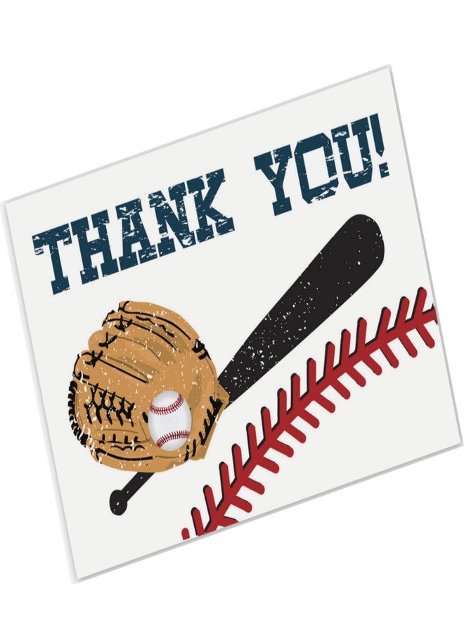 أولد بلو دور إنفايتس بطاقات شكر للأطفال من Old Blue Door Invites بتصميم بيسبول (٢٠ بطاقة مع أظرف) - لوازم حفلات البيسبول - بطاقات شكر لأعياد ميلاد الأطفال الرياضية - Image 4