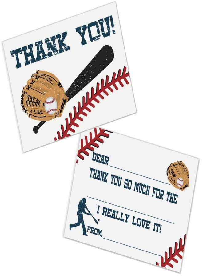 أولد بلو دور إنفايتس بطاقات شكر للأطفال من Old Blue Door Invites بتصميم بيسبول (٢٠ بطاقة مع أظرف) - لوازم حفلات البيسبول - بطاقات شكر لأعياد ميلاد الأطفال الرياضية - Image 2