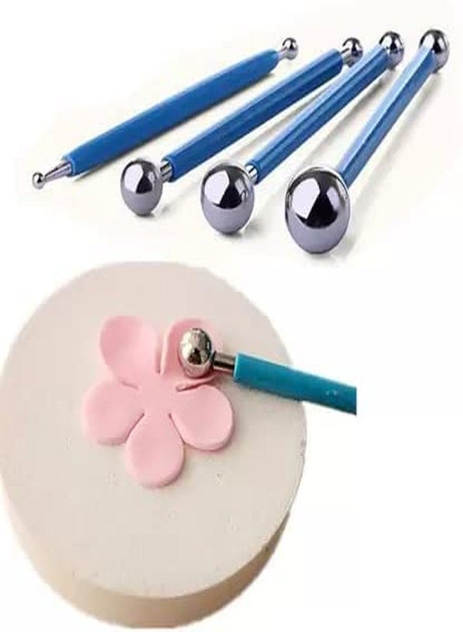 MYSELF Modelling Ball Tool 4 Pcs/Set for Art Craft Clay and Cake Decorating Sugar Craft Modelling Embossing - Image 3