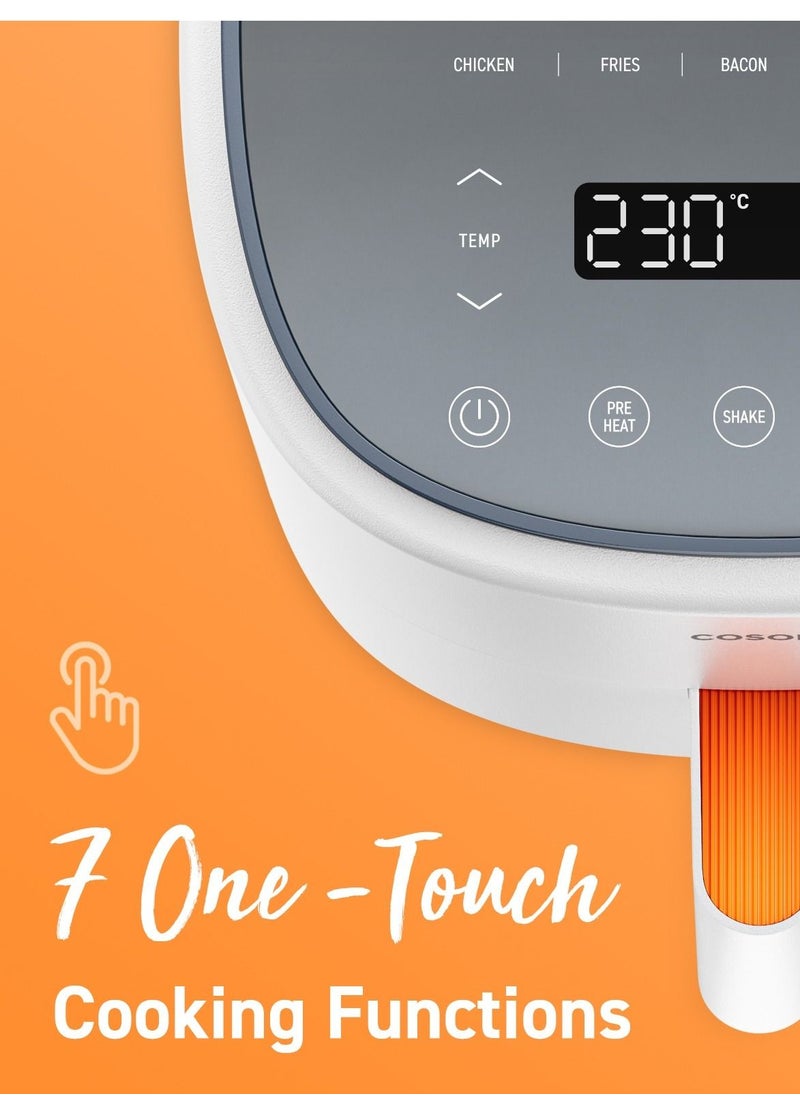 COSORI - Digital Air Fryer CAF-LI401S-WHT 3.8L .Nonstick Basket Cooker One-LED Display with One Touch Operation, 7 Functions and Smart Phone notifications - GREY - Image 1