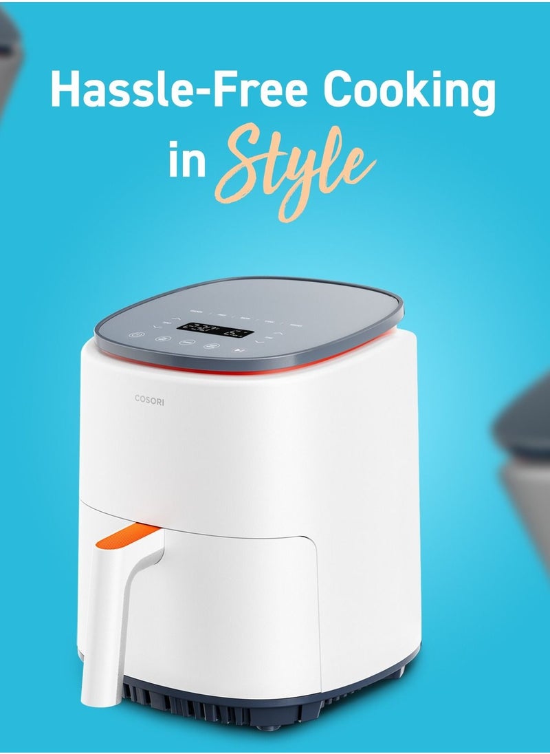 COSORI - Digital Air Fryer CAF-LI401S-WHT 3.8L .Nonstick Basket Cooker One-LED Display with One Touch Operation, 7 Functions and Smart Phone notifications - GREY - Image 1