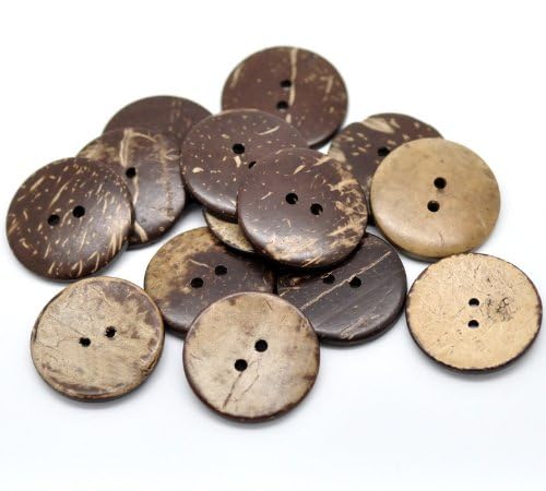 Bhavya Enterprises Bhavya Enterprises 50pc 78 23mm Brown Coconut Shell 2 Holes Sewing Buttons Office Product  - Image 1