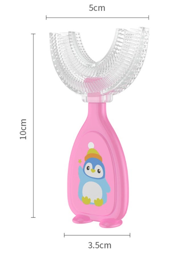 فرشاة أسنان على شكل حرف U للأطفال بعمر 2-6 سنوات وردي - Image 2