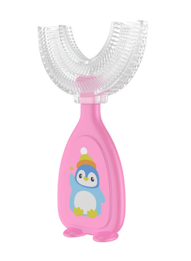 فرشاة أسنان على شكل حرف U للأطفال بعمر 2-6 سنوات وردي - Image 1