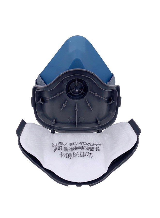 3200 Dust Mask Reusable Half Face Cover Respirator Mask with Filter Cotton KN95 Dust-Proof Mask Suitable for Industry, Dust Prevention, Grinding, Decoration and Coal Mine Blue  - Image 5