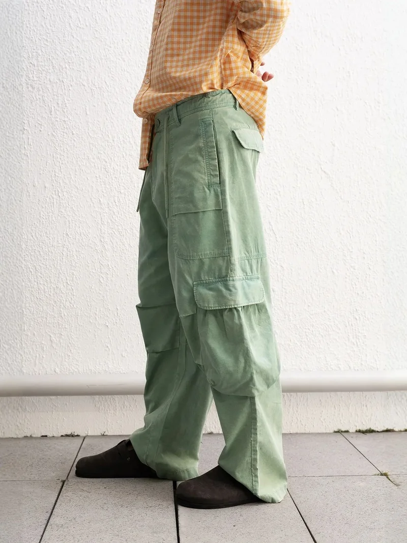 Giesto Green GIESTO Baggy Wide Leg Cargo Pants for Men | Best Price UAE