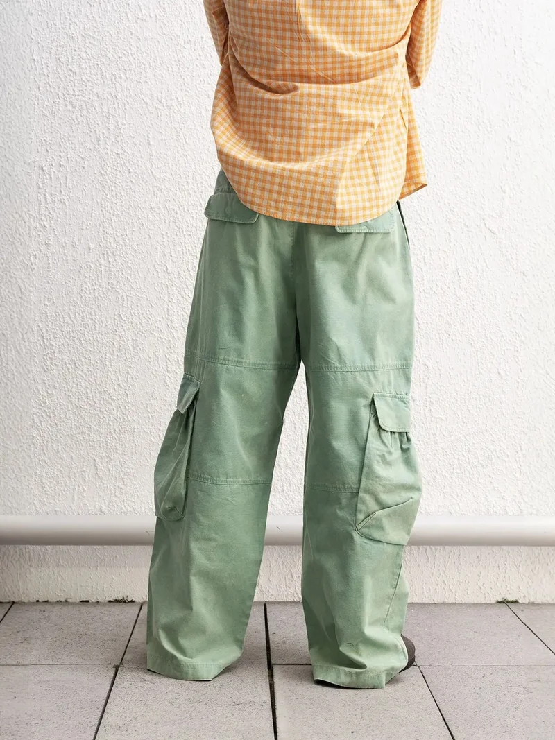 Giesto Green GIESTO Baggy Wide Leg Cargo Pants for Men | Best Price UAE
