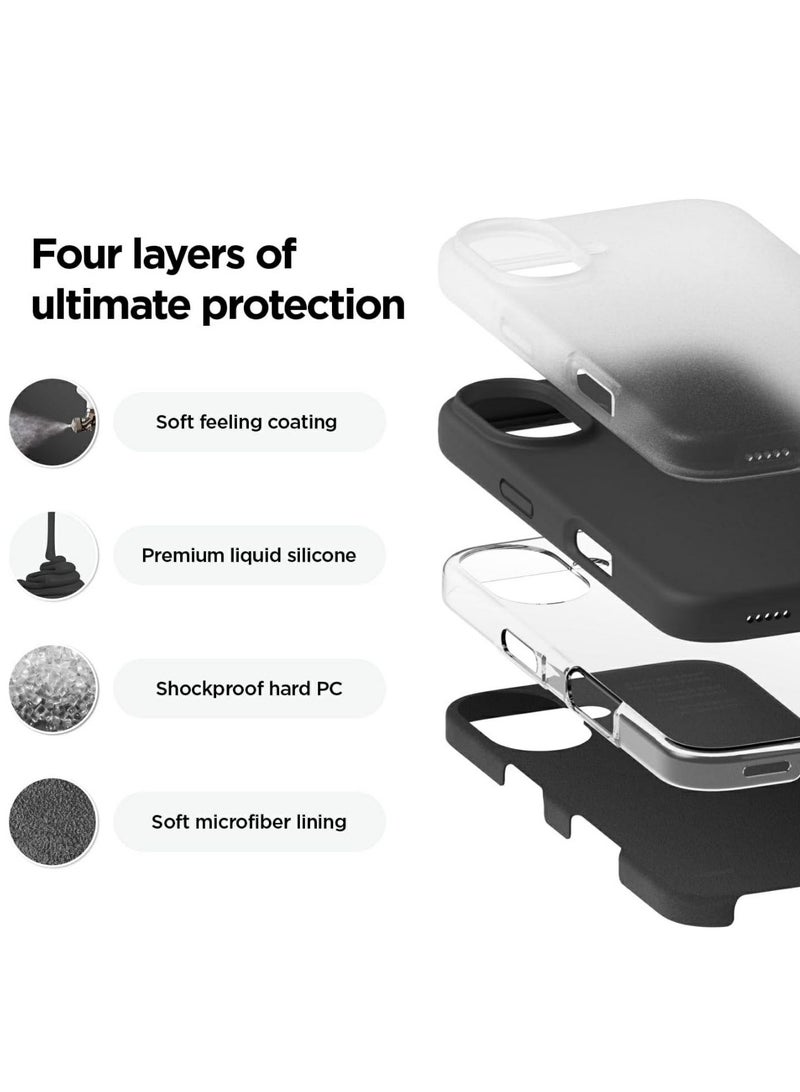 Silicone Case Compatible with iPhone 16, Slim Liquid Silicone Phone Case with 3-Layer Soft Rubber Shockproof Bumper with TPU Lining (Black) - Image 4