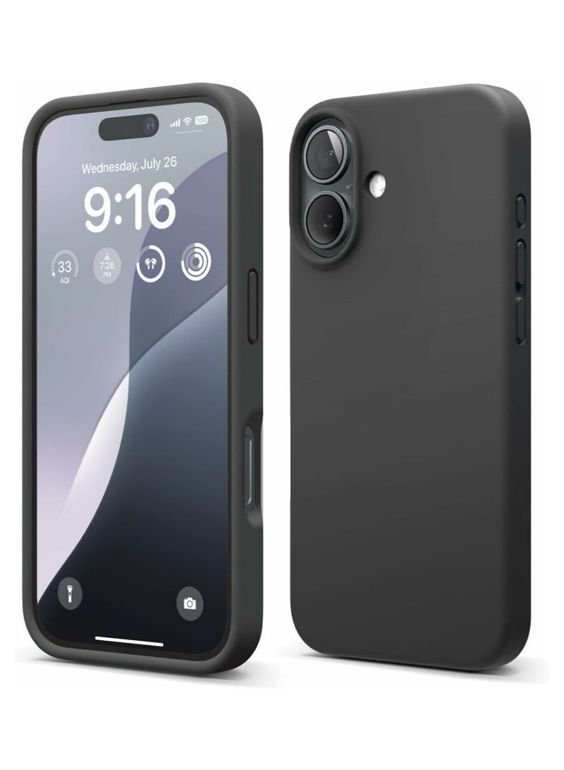 Silicone Case Compatible with iPhone 16, Slim Liquid Silicone Phone Case with 3-Layer Soft Rubber Shockproof Bumper with TPU Lining (Black) - Image 1