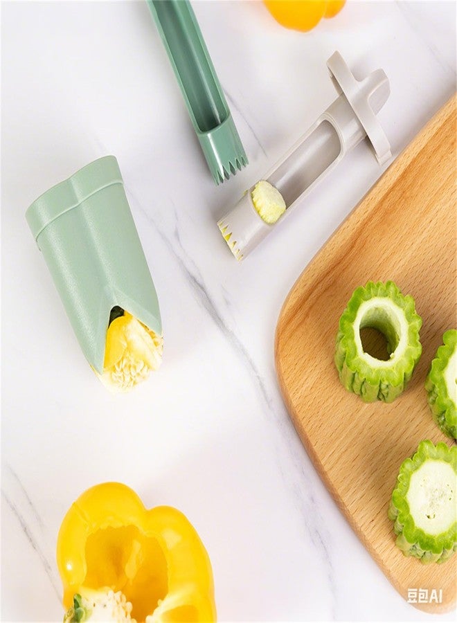 WROLEM Pepper Corer, 2 in 1 Red Bell Pepper Seed Corer Remover Tool, Fruit & Vegetable Corers Quick Cave Tools for Jalapeno Cutter Deseeder, Off White - Image 2