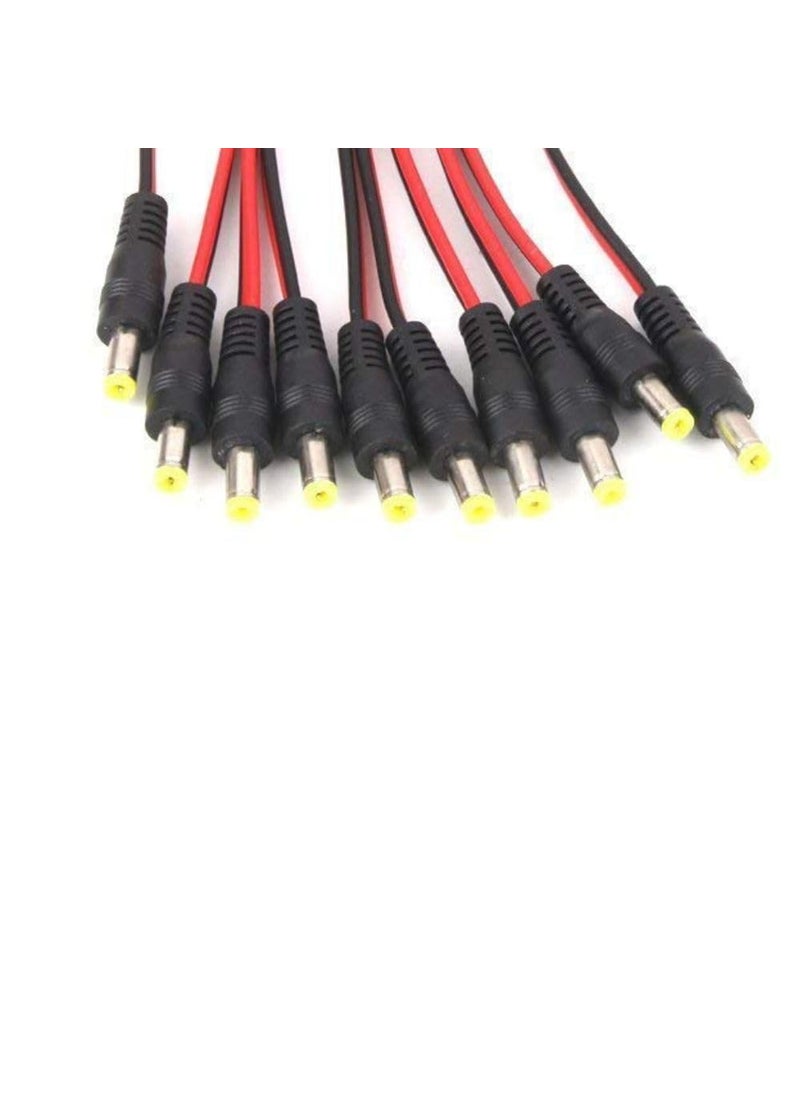 Technotech Technotech 10Pack 10 Inch 30Cm 21 X 55Mm Male Dc Power Pigtail Connectors for CCTV Surveillance Camera Dc Pin Black  - Image 3