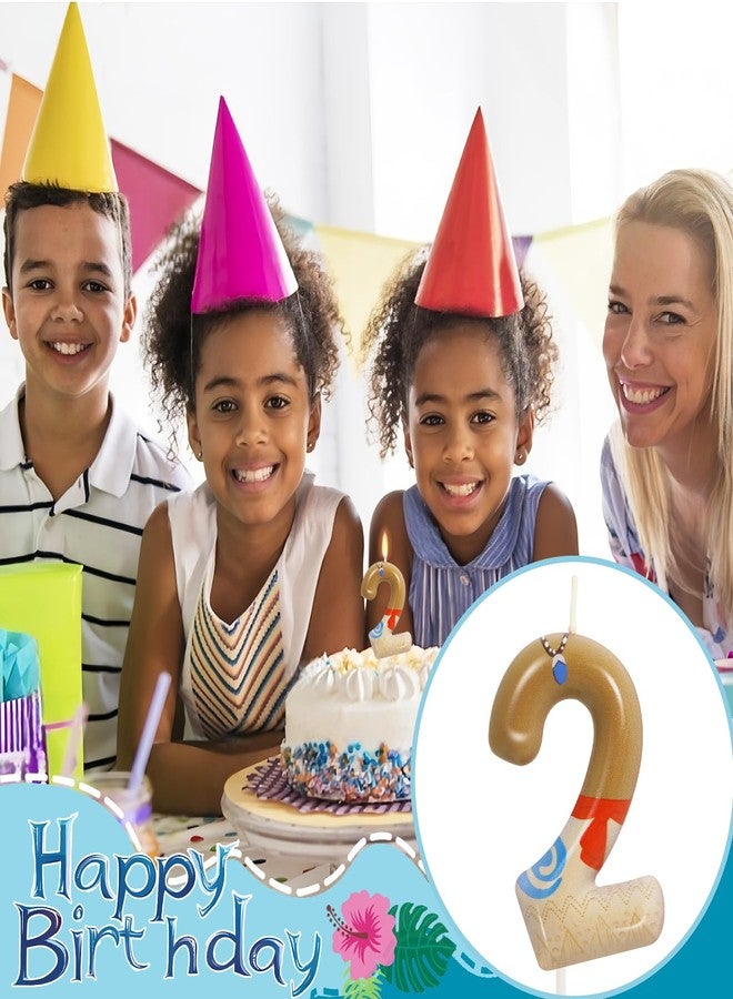 OGnomiFX 2nd Birthday Candle for Cake - Number 2 Candle, Summer Sea Cake Topper Island Style Cake Decorations, Boys Girls Cartoon Themed Birthday Party Supplies - Image 5