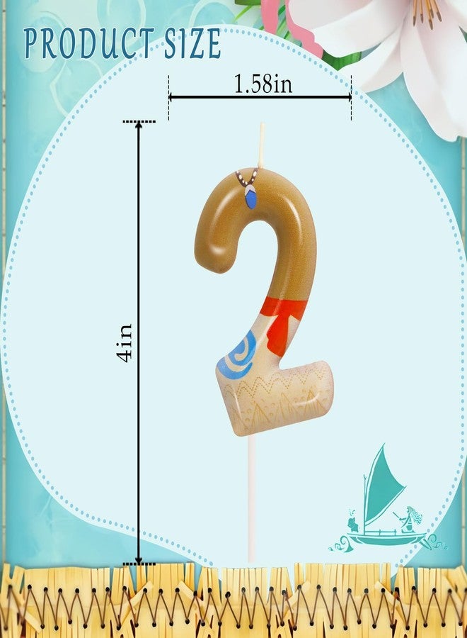 OGnomiFX 2nd Birthday Candle for Cake - Number 2 Candle, Summer Sea Cake Topper Island Style Cake Decorations, Boys Girls Cartoon Themed Birthday Party Supplies - Image 2