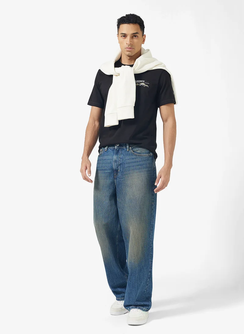 لاكوست Classic Fit Back Print Crew Neck T-Shirt