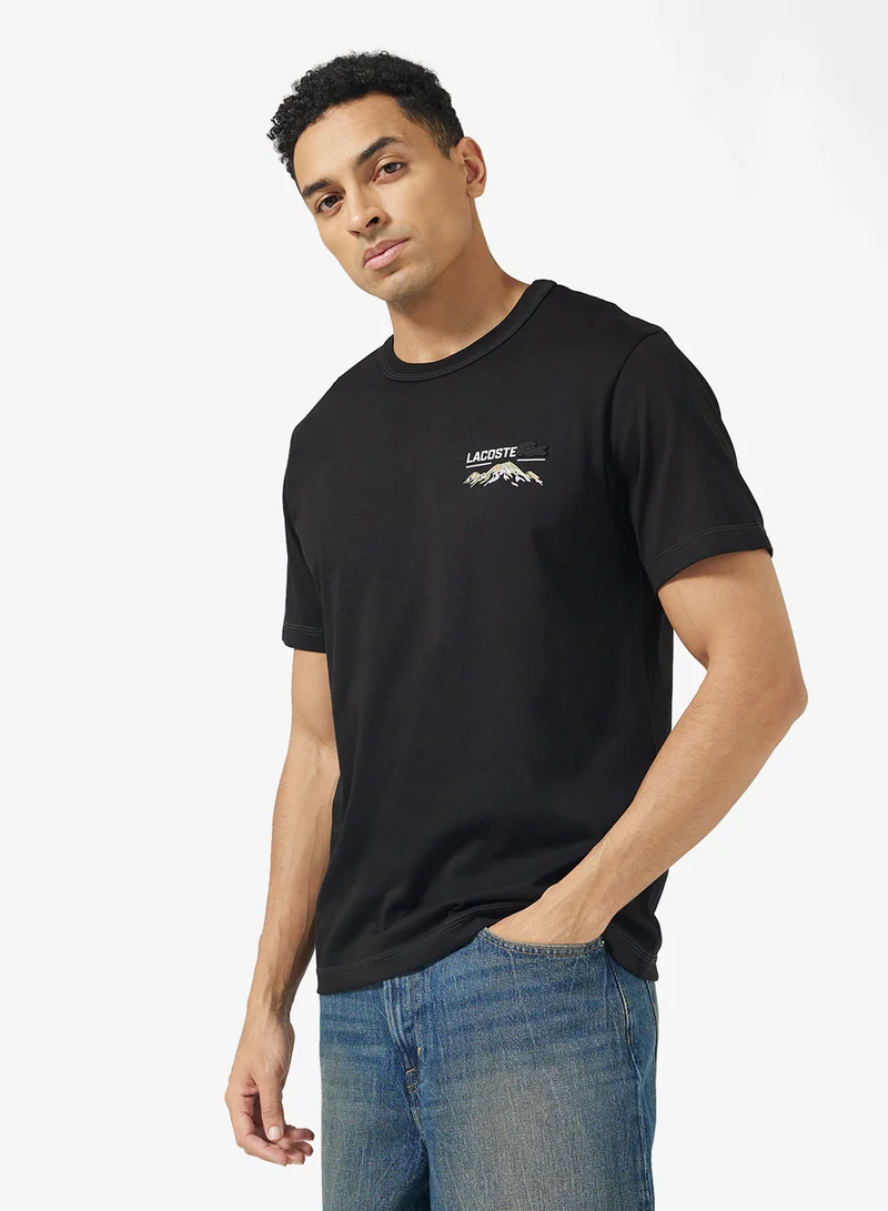 لاكوست Classic Fit Back Print Crew Neck T-Shirt