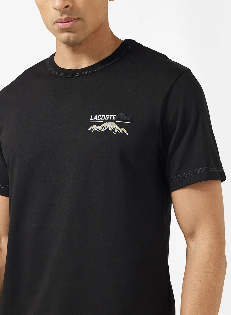 لاكوست Classic Fit Back Print Crew Neck T-Shirt