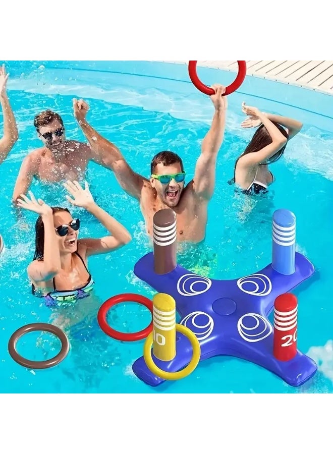 Goolsky 5pcs Inflatable Ring Set - Colorful PVC Water Floats for Pool Parties, Outdoor Games & Summer Fun, Perfect for Water Games and Pool Parties, Pool Party Accessories | Playful Pool Decor | Durable Water Floats, Pool Floats - Image 1